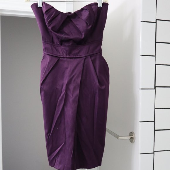 Short strapless satin dress - Picture 5 of 5